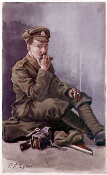 Harmonica Player, c.1918 by Percy E Syer