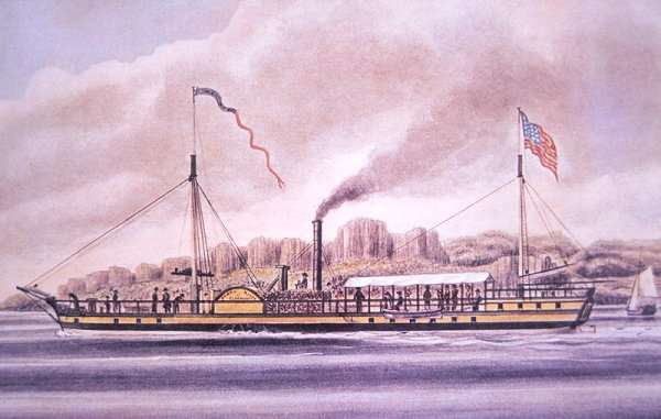 Robert Fulton's (1765-1815) steamboat the Clermont, on the Hudson River, New York, 1861 by William Robert Symonds