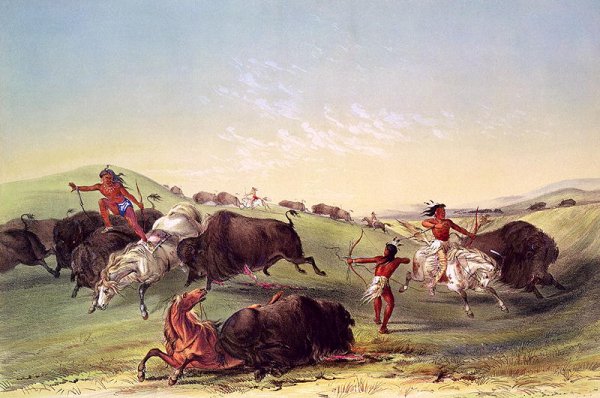 Buffalo Hunt, plate 7 from Catlin's North American Indian Collection