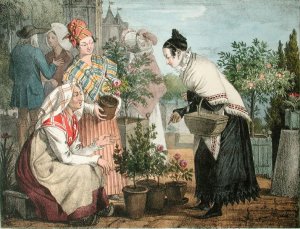 The Flower Market, Paris,  1821