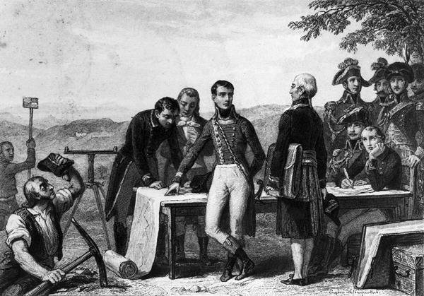 Napoleon Bonaparte indicating the plan for the cutting of the Canal de Saint-Quentin