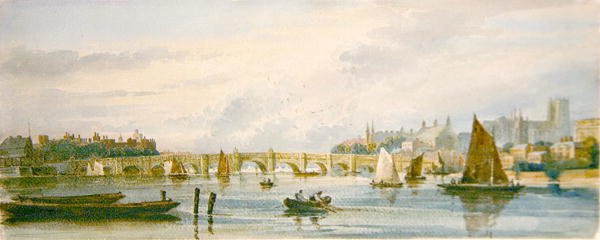 A View of Westminster Bridge looking west towards Lambeth Palace and Westminster Abbey