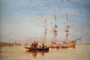 A Man-o'-War at Anchor in the Thames