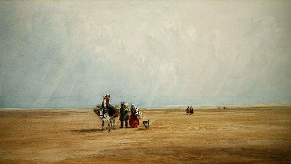 Figures with a Donkey on a French Beach