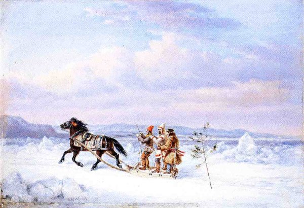 Huntsmen in Horsedrawn Sleigh