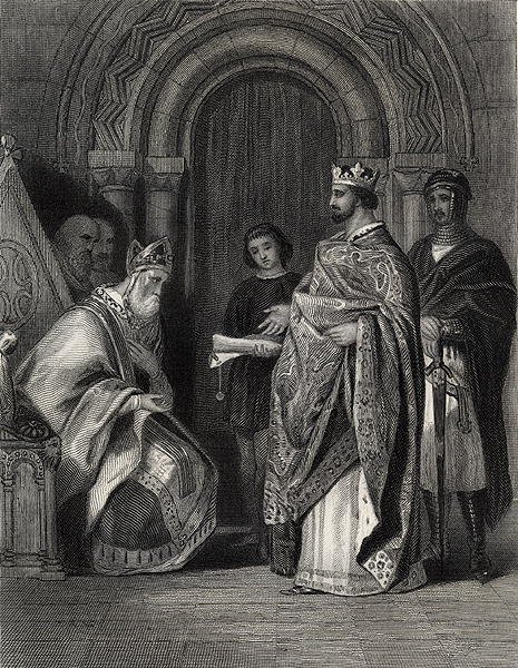 Henry II presenting the Pope's Bull to the Archbishop of Cashel, engraved by G. Greatbach