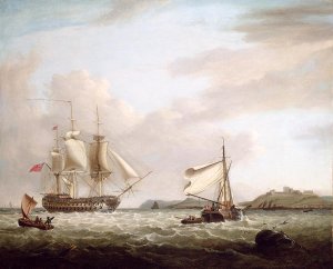 An English Man-of-War off Pendennnis Castle, Falmouth 1801