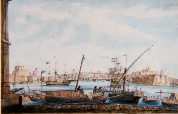 View of the Harbour of the Gallies from Valetta Side, c.1800