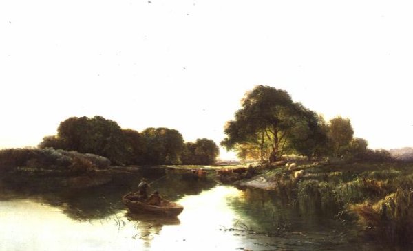 A River Landscape with Anglers Fishing