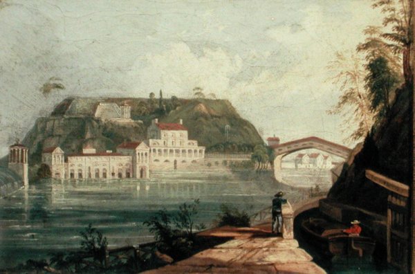 Fairmount Waterworks, after an engraving by W. H. Bartlett of c.1835