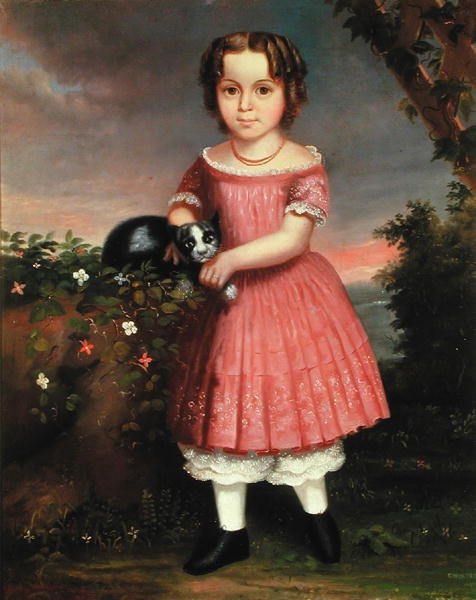 Portrait of a Child stroking a Cat, 1851