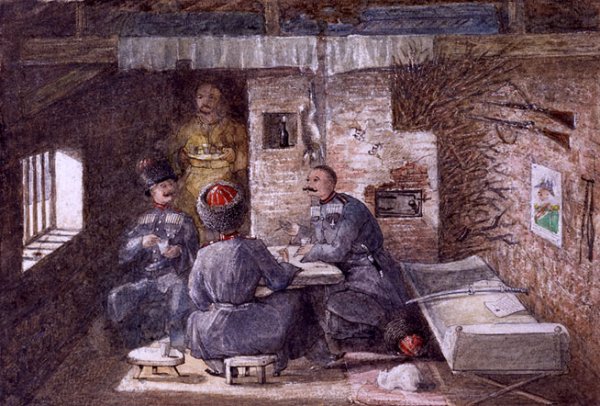 Cossak Hut Interior in Russia, 12 Miles West of Kertch, 1855