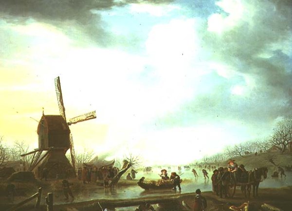 Winter scene with a windmill