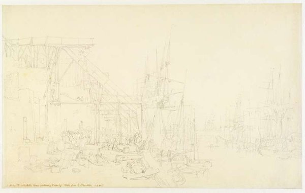 The Hurries, coal boats loading, North Shields, c.1795