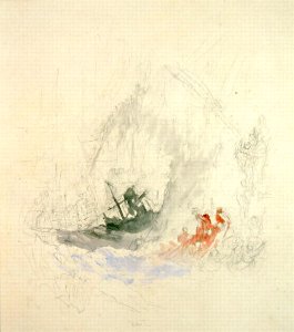 Fire at Sea, a design for a vignette, 1835