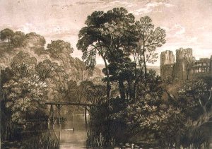 Berry Pomeroy Castle, from the Liber Studiorum, engraved by the artist, 1816