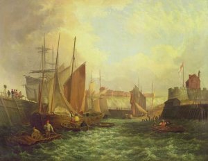 A Harbour Scene in the Isle of Wight, looking towards the Needles, 1824