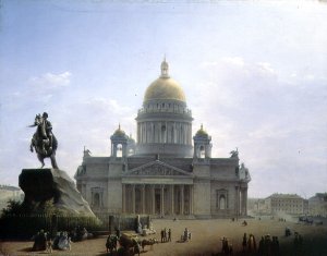 St. Isaacs Cathedral with a Statue of Peter the Great, 1844