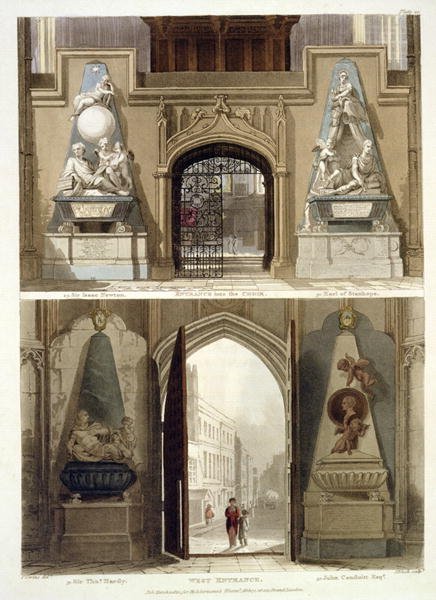 The Entrance into the Choir and the West Entrance, plate 20 from Westminster Abbey, engraved by J. Bluck fl.1791-1831 pub. by Rudolph Ackermann 1764-1834 1812