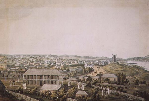 The town of Sydney in New South Wales, central section of a panoramic view, c.1821