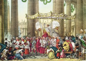 The Papal Procession on the Feast of Corpus Christi, engraved by Francois Alexandre Villain 1798-1884