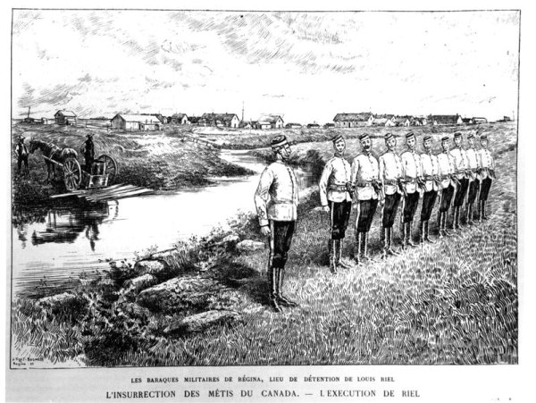 Military Barracks of Regina where Louis Riel was detained, illustration from LIllustration, published 21st November 1885