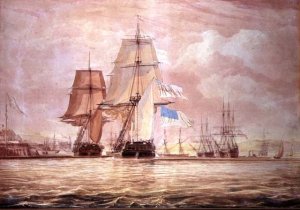 HMS 'Shannon' leading the Chesapeake into Halifax Harbour, 1813