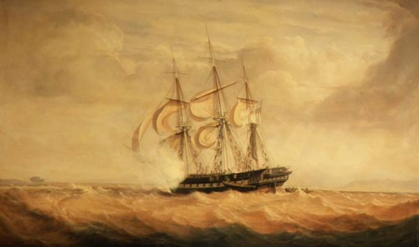 H.M.S. Pique, coming off the rocks on the coast of Labrador on October 23rd, 1830