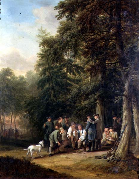 The Kill at a Foxhunt Attended by an Artist Sketching, 1770