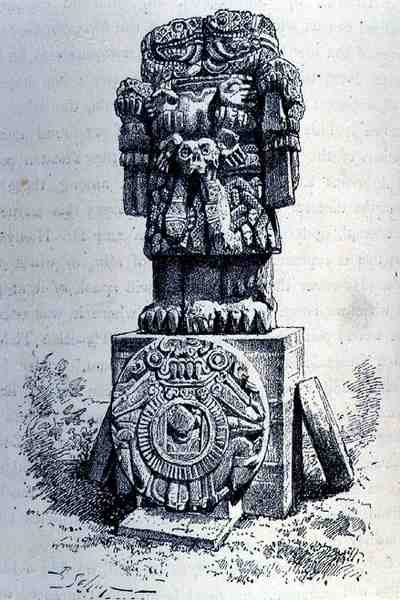 Statue of the Goddess Coatlicue, from The Ancient Cities of the New World, by Claude-Joseph-Desire Charnay, pub. in 1887