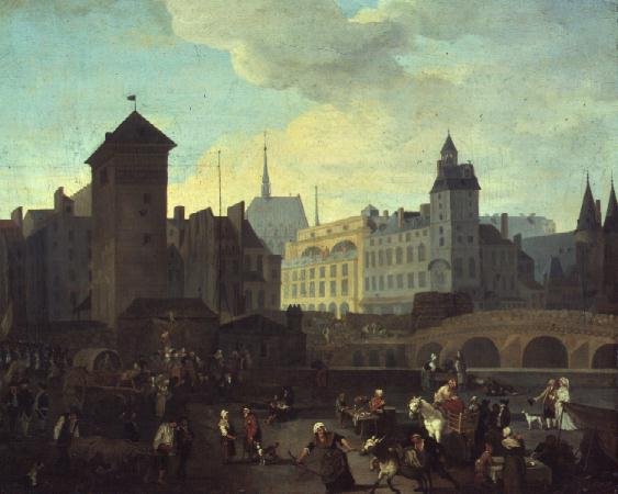 Quai de Gesvres, the Palais and Notre Dame Pump, c.1791