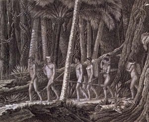 A Botocudos Indian family on the move, Brazil, c.1815-17