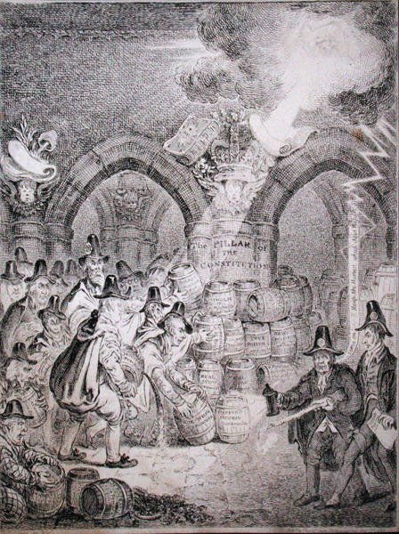 The Opposition trying to blow up Parliament, published by Thomas McLean in 1835