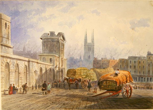 View of St. Bartholomews Hospital and St. Sepulchres Church, Holborn, c.1840