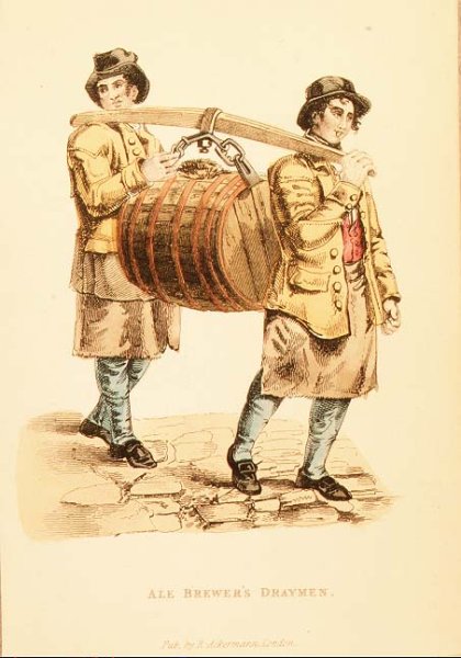 Ale Brewers Draymen from Ackermanns World in Miniature,1821-27