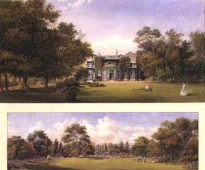 Two views of Old Grove House, Middlesex, 1840