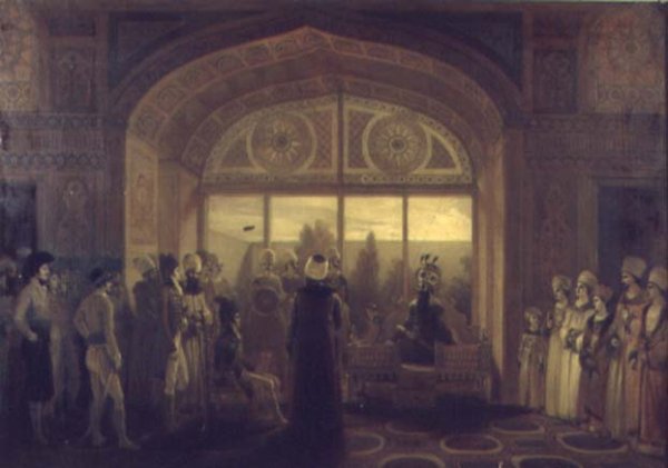 Shah Fath Ali, shah of Persia 1797-1835 Receiving Sir Harford Jones in Audience