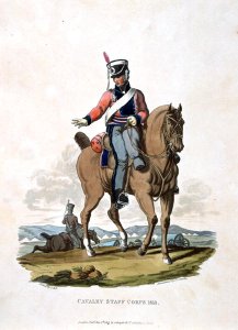 Cavalry Staff Corps 1813, from Costumes of the Army of the British Empire, according to the last regulations 1812, engraved by J.C. Stadler, published by Colnaghi and Co. 1812-15