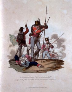 9th, or E Norfolk Regiment of Infantry, from Costumes of the Army of the British Empire, according to the last regulations 1812, engraved by J.C. Stadler, published by Colnaghi and Co. 1812-15