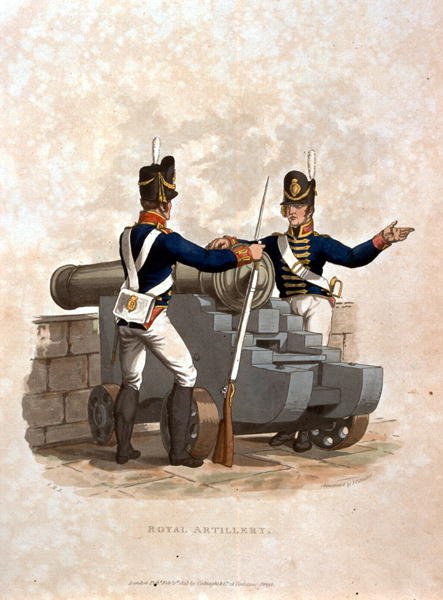 Royal Artillery, from Costumes of the Army of the British Empire, according to the last regulations 1812, engraved by J.C. Stadler, published by Colnaghi and Co. 1812-15