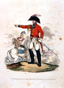 Uniform of a Lieutenant General of Cavalry, from Costumes of the Army of the British Empire, according to the last regulations 1812, engraved by J.C. Stadler published by Colnaghi and Co. 1812-15