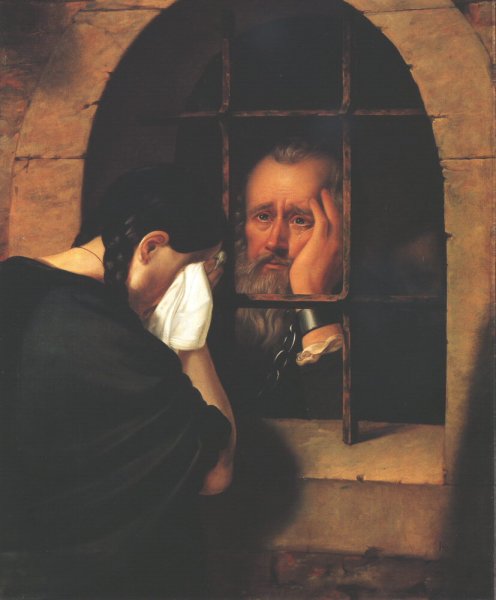 Janos Jablonczai Pethes Says goodbye to his Daughter at the Window of the Dungeon at Leopoldvar in 1674