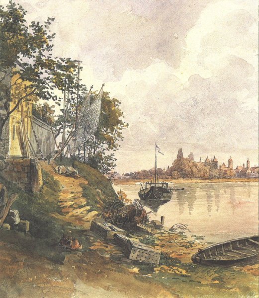 Regensburg View of the River Bank 1849