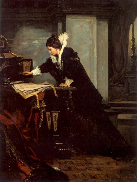 Queen Elisabeth Signs the Condemnation to Death to Mary Stuart 1879