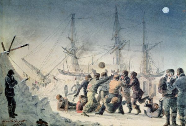 Incidents on a Trading Journey- Men Playing Football on Board HMS Terror, 1836