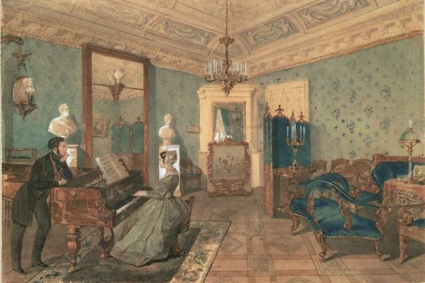 Interior of the Drawing Room in the house of Baron Stieglitz in St. Petersburg, 1841