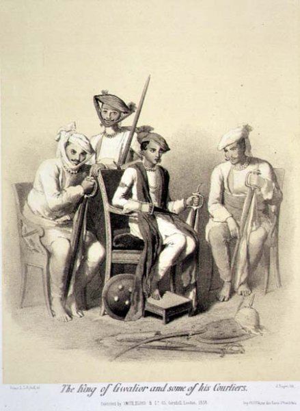 The King of Gwalior and Some of his Courtiers, from Voyage in India, engraved by Jules Trayer 1824-1901 pub. in London, 1858