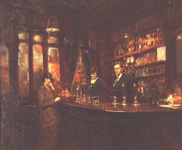 Interior of a pub in Chelsea, 1925