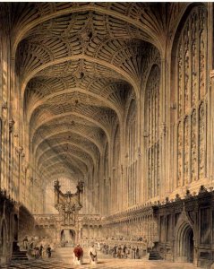 The interior of Kings College Chapel, Cambridge, c.1815