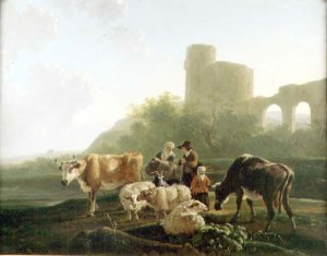 Rustic Figures with Cattle and Sheep